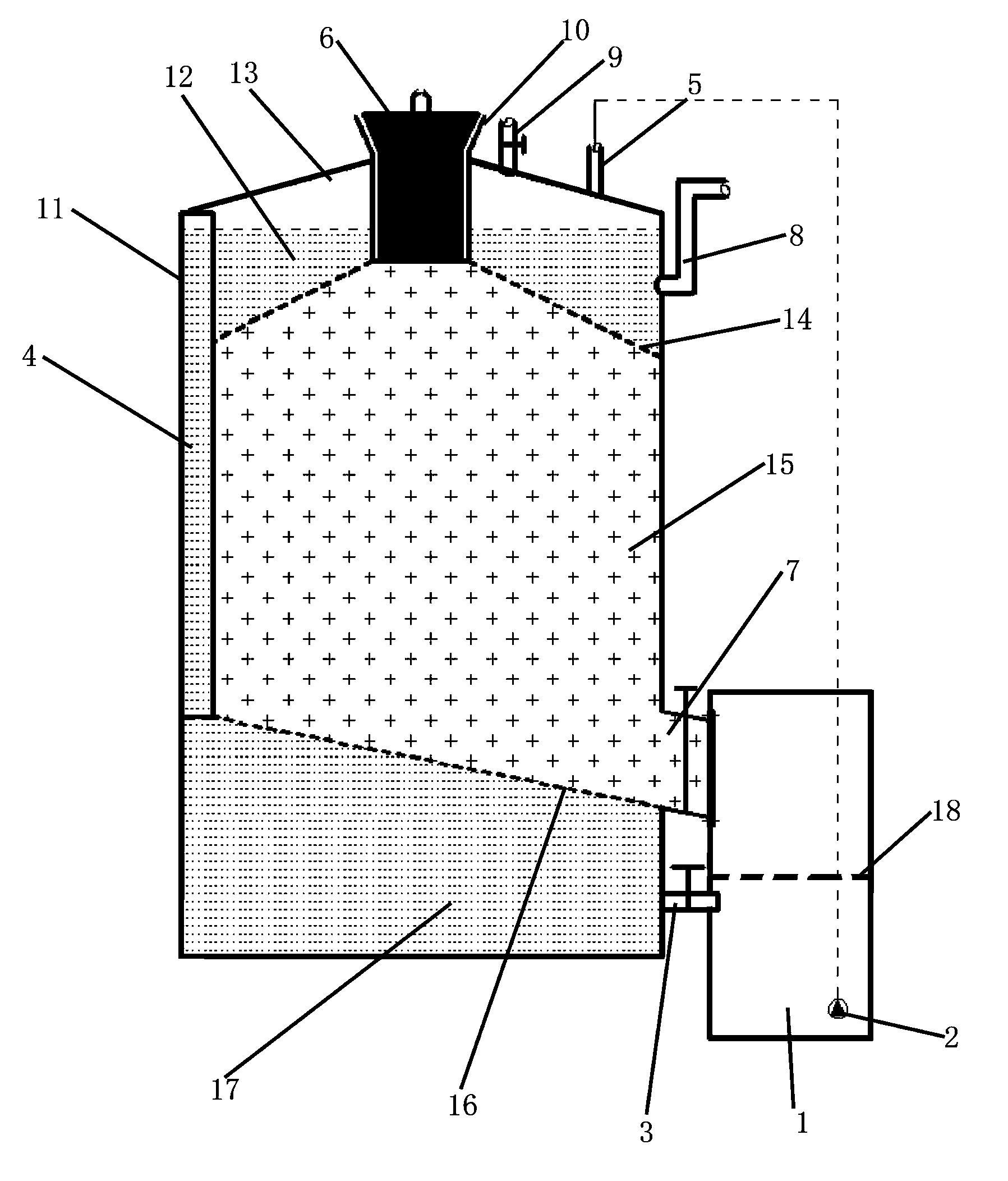 Large granular straw biogas fermentation device