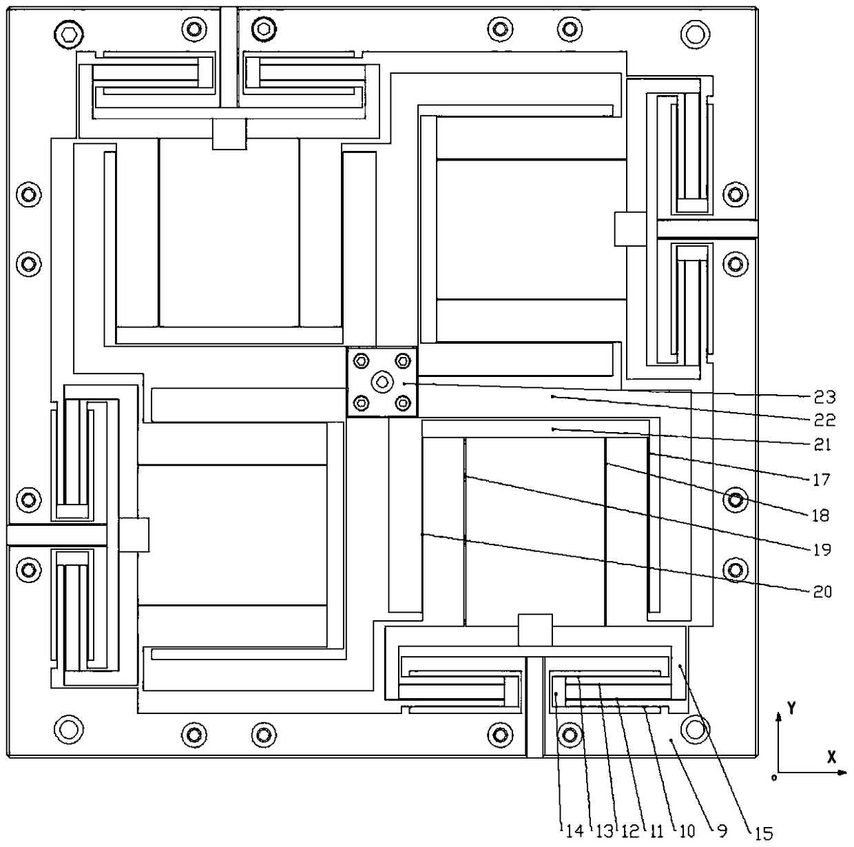 X-Y-theta micro-positioning platform design based on laser ruler movable shaft detection method