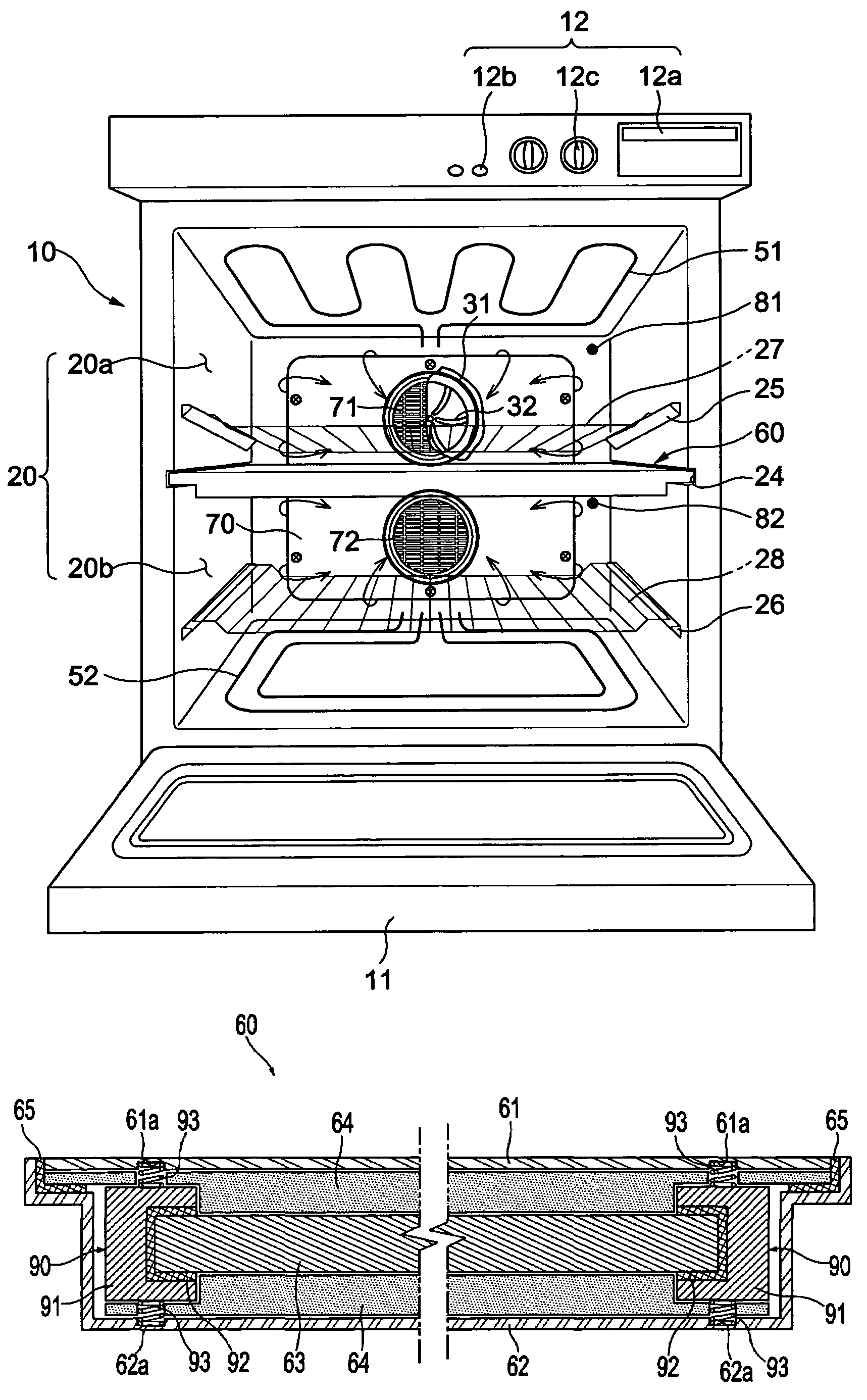 Cooking chamber partition member and electric oven having the same