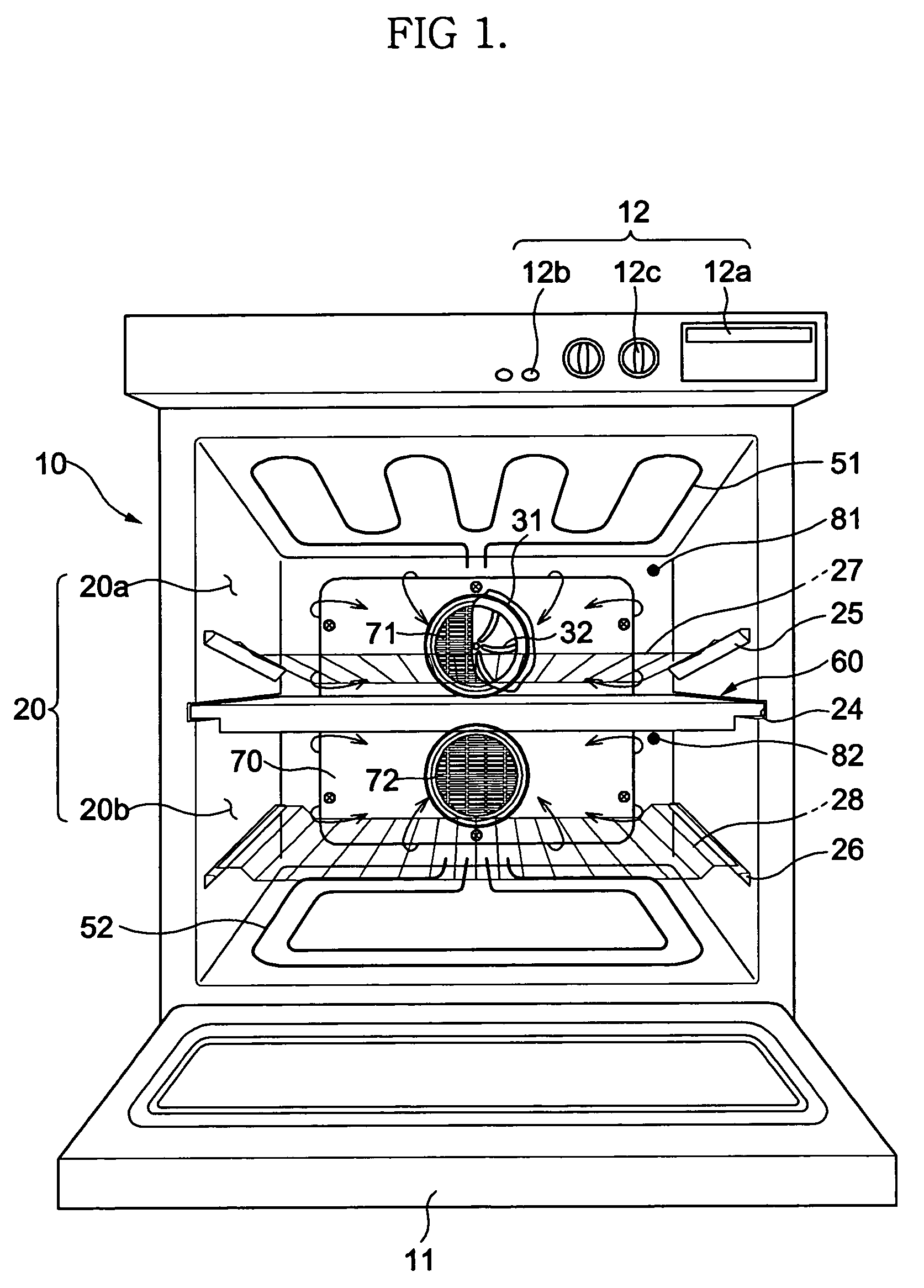 Cooking chamber partition member and electric oven having the same