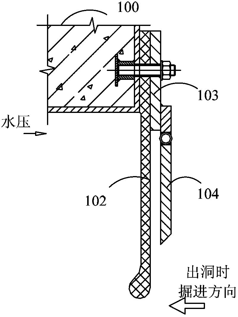 Water stop device and method when excavation equipment enters receiving well