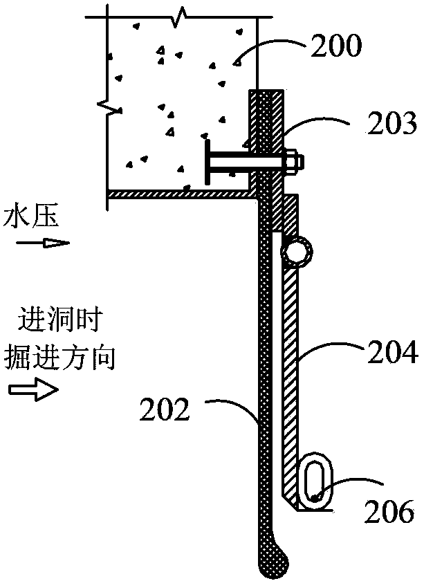 Water stop device and method when excavation equipment enters receiving well