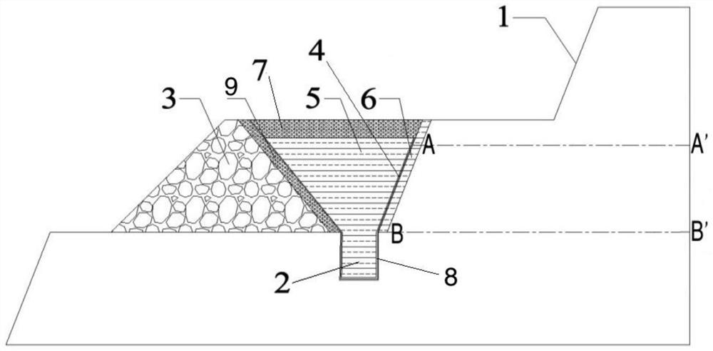 Composite protection structure of surface mine underground water layer