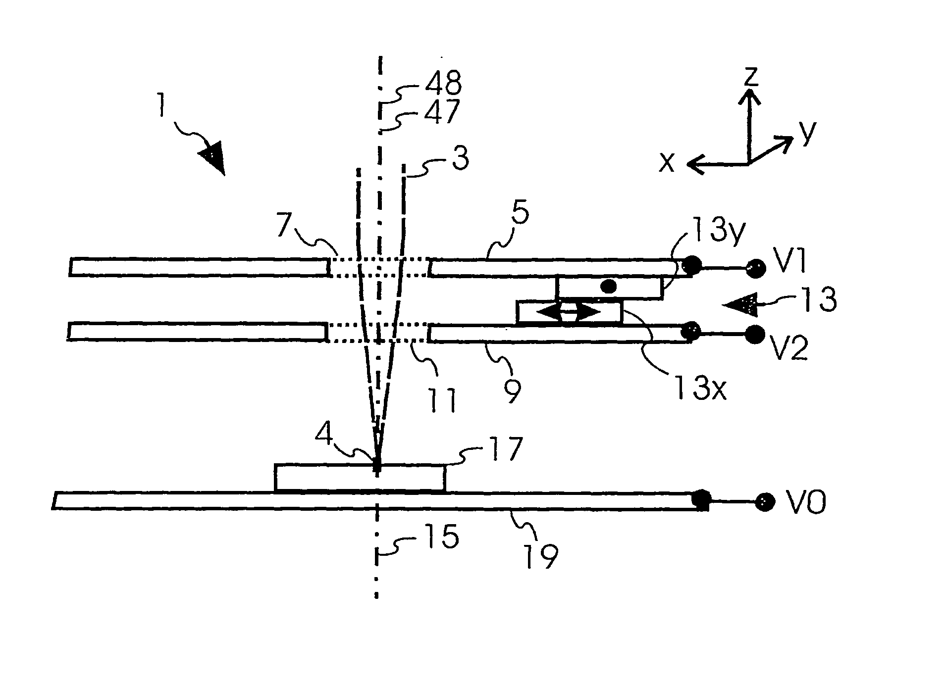 Beam Optical Component Having a Charged Particle Lens