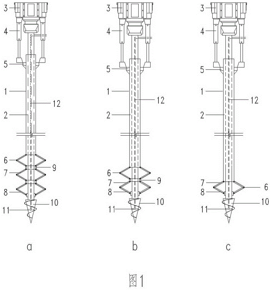 Construction device and construction method for stirring and spraying expanded reinforcement pile