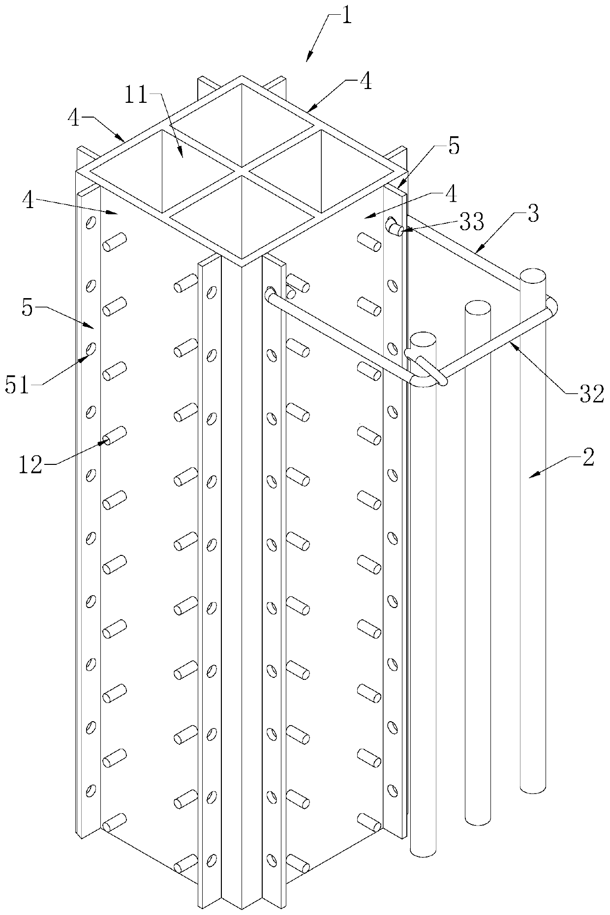 Connecting structure and construction method of steel ribs and hoops of steel rib concrete structure column