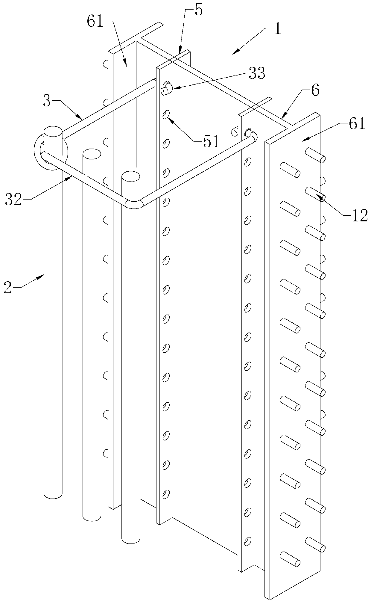 Connecting structure and construction method of steel ribs and hoops of steel rib concrete structure column