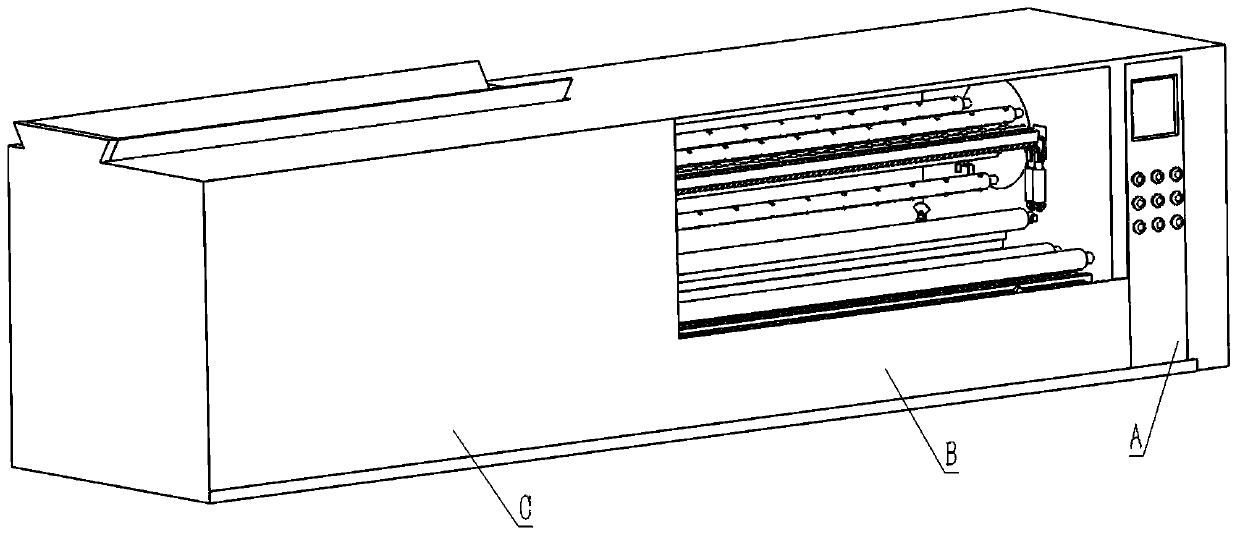 An automatic tape roll cutting machine