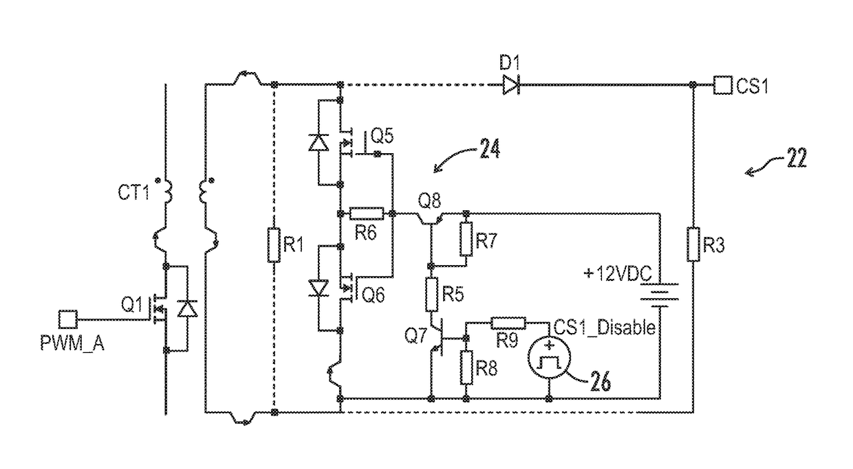 Power factor correction current sense with shunt switching circuit