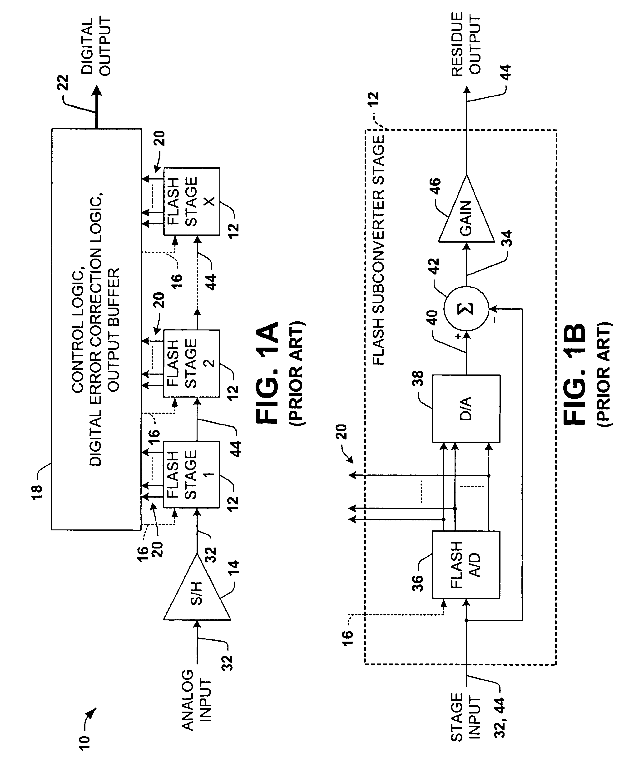 Differential pipelined analog to digital converter with successive approximation register subconverter stages