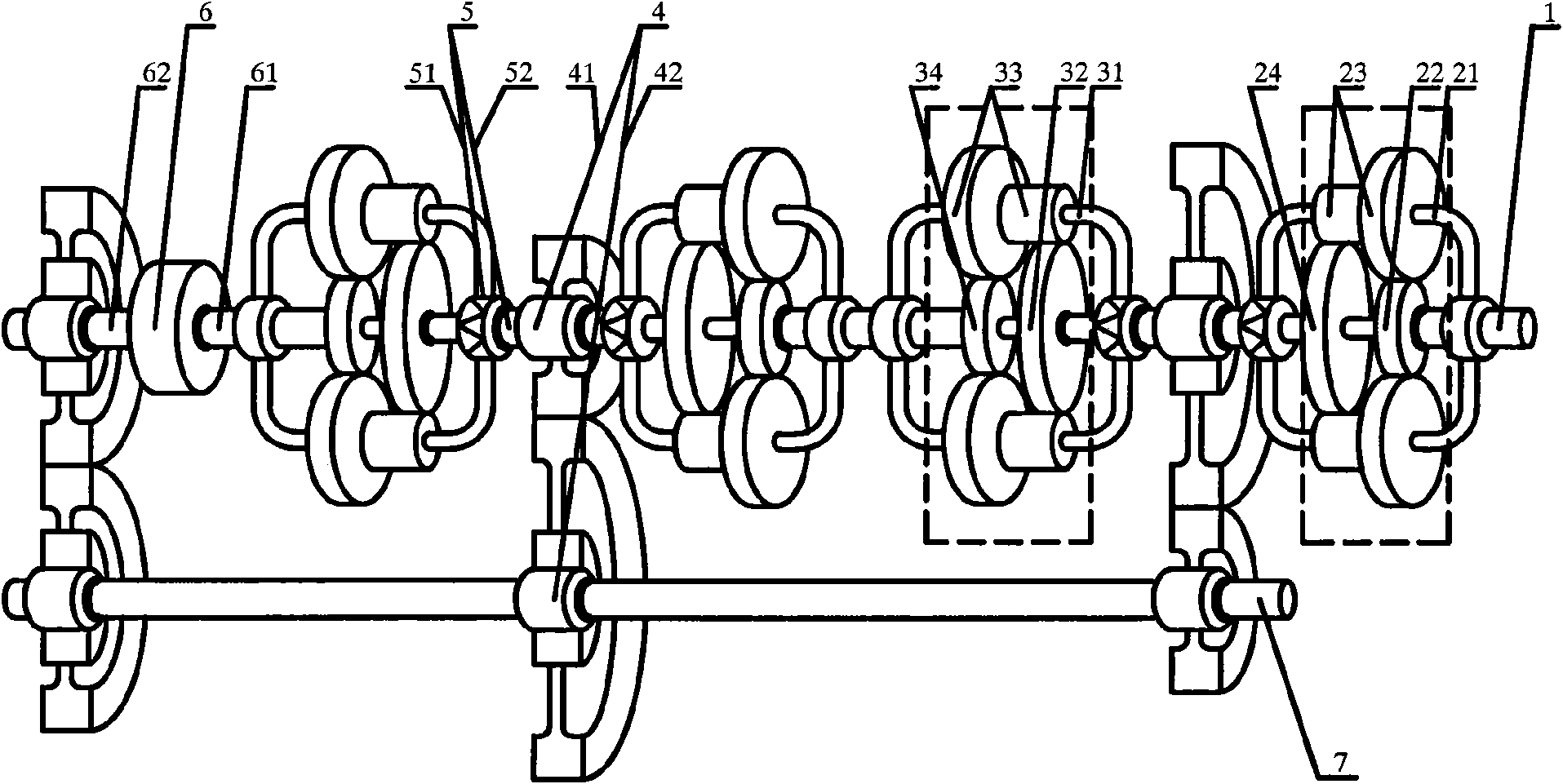 Multi-gear simultaneous meshing variable speed unit