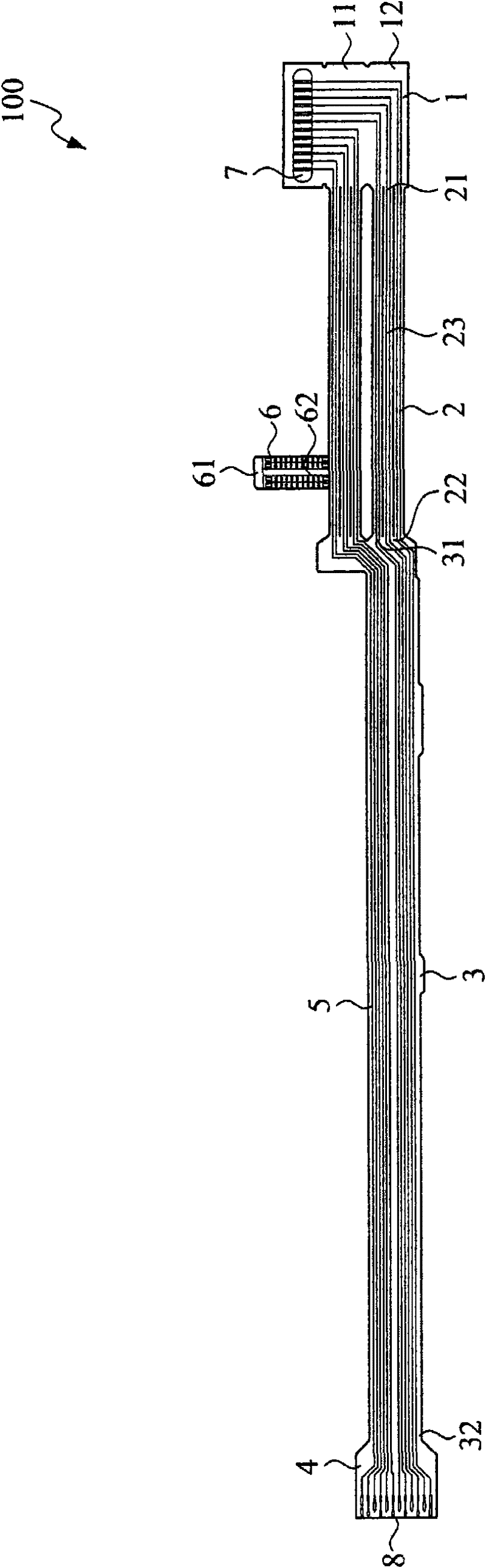 Flexible circuit cable with cluster section