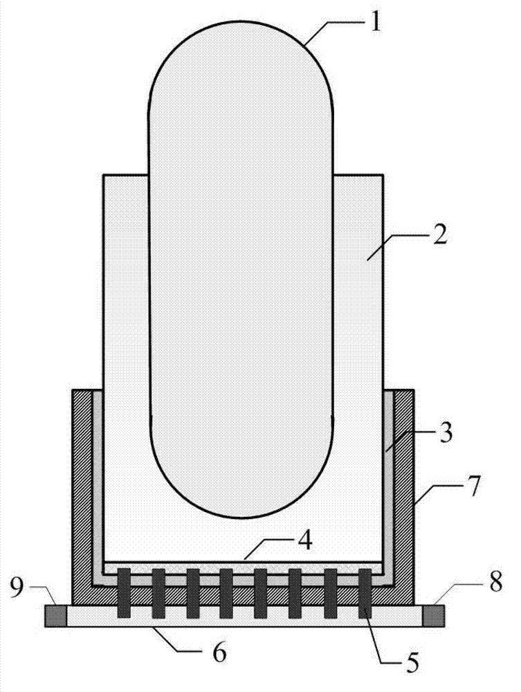 Large-scale passive nuclear plant reactor core catcher with bottom water injection and external cooling