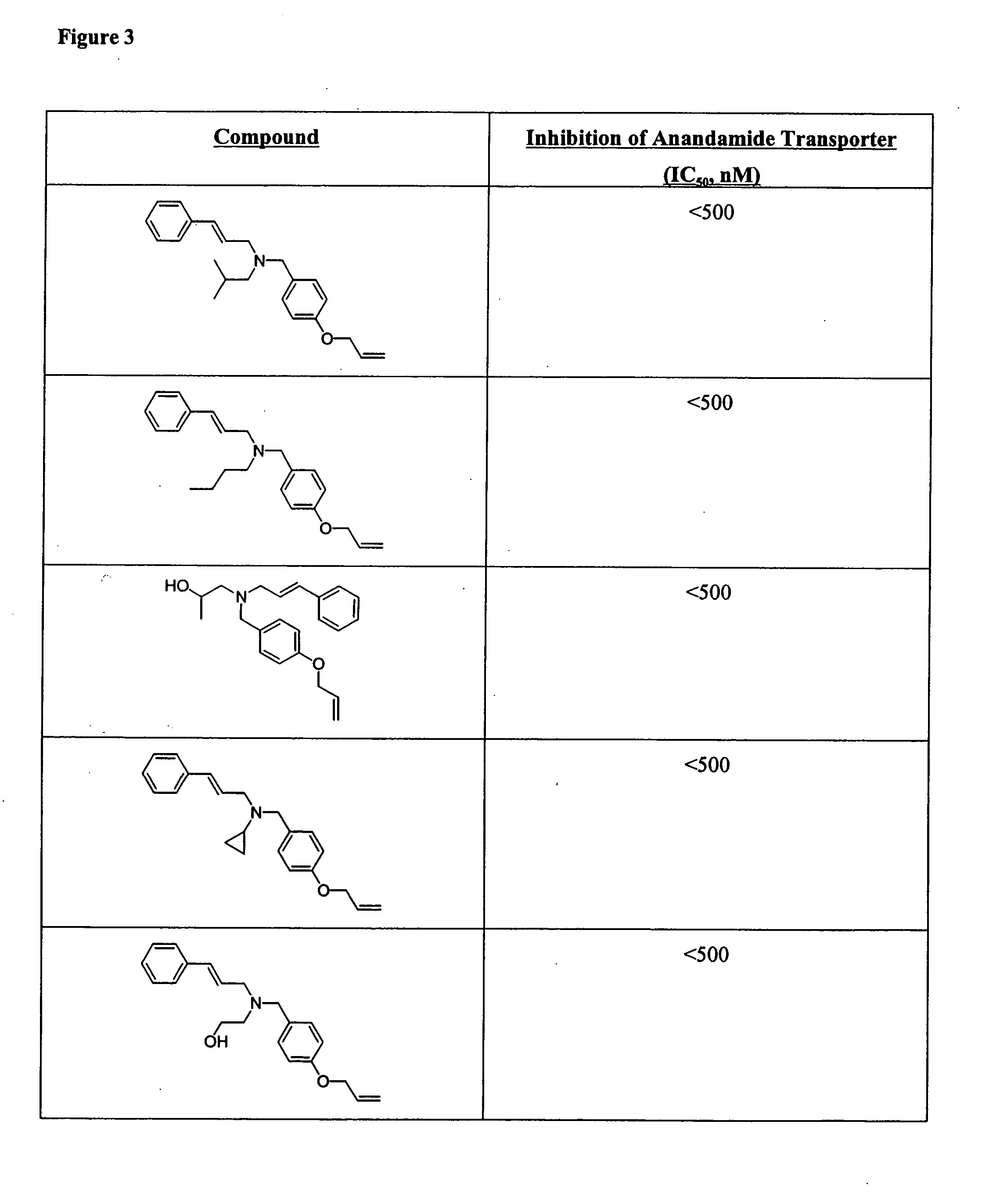 Amines that inhibit a mammalian anandamide transporter, and methods of use thereof