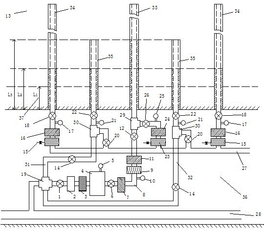 A system and method for displacing high-pressure coal seam gas with low-medium pressure air