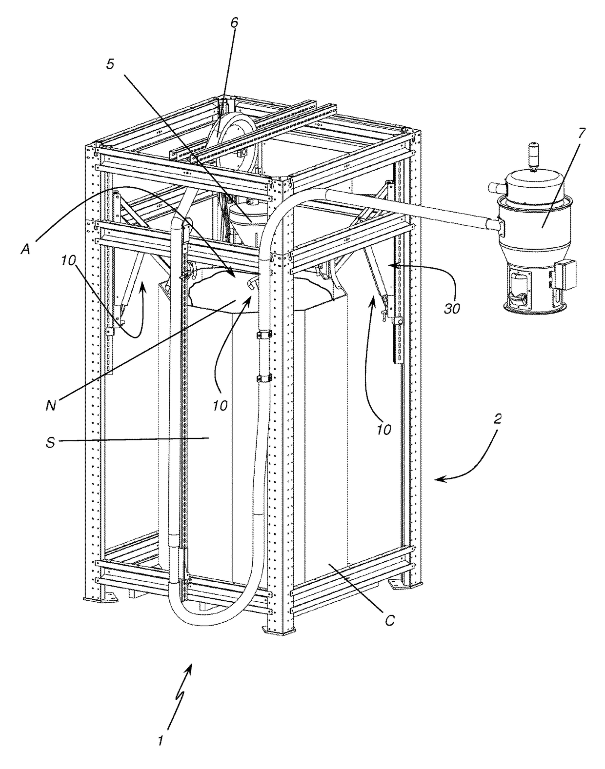 Emptying device for storage containers of granular materials or the like