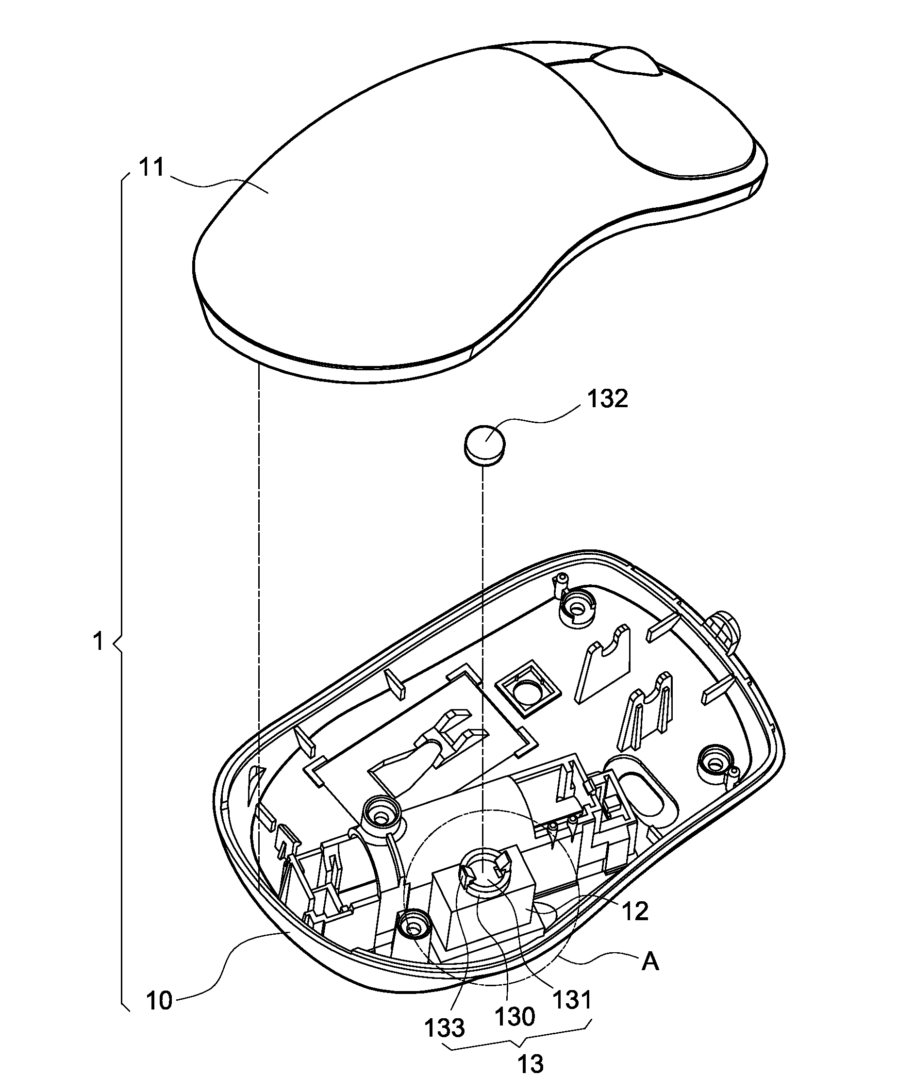 Receiving structure of receiver of wireless input device and mouse having the receiving structure