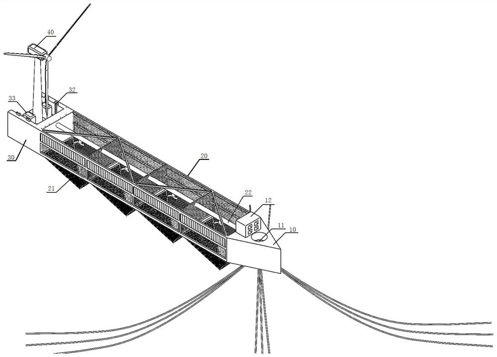 Deep and far sea culture work ship based on wind energy-wave energy combined power generation and single point mooring