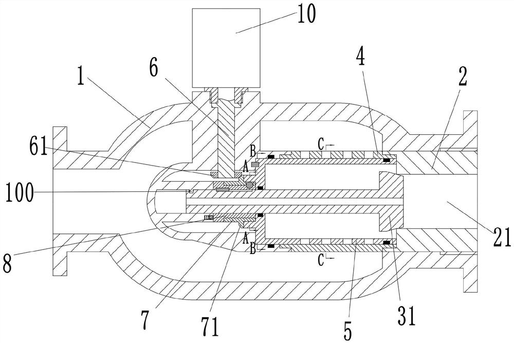 Piston type flow regulating valve