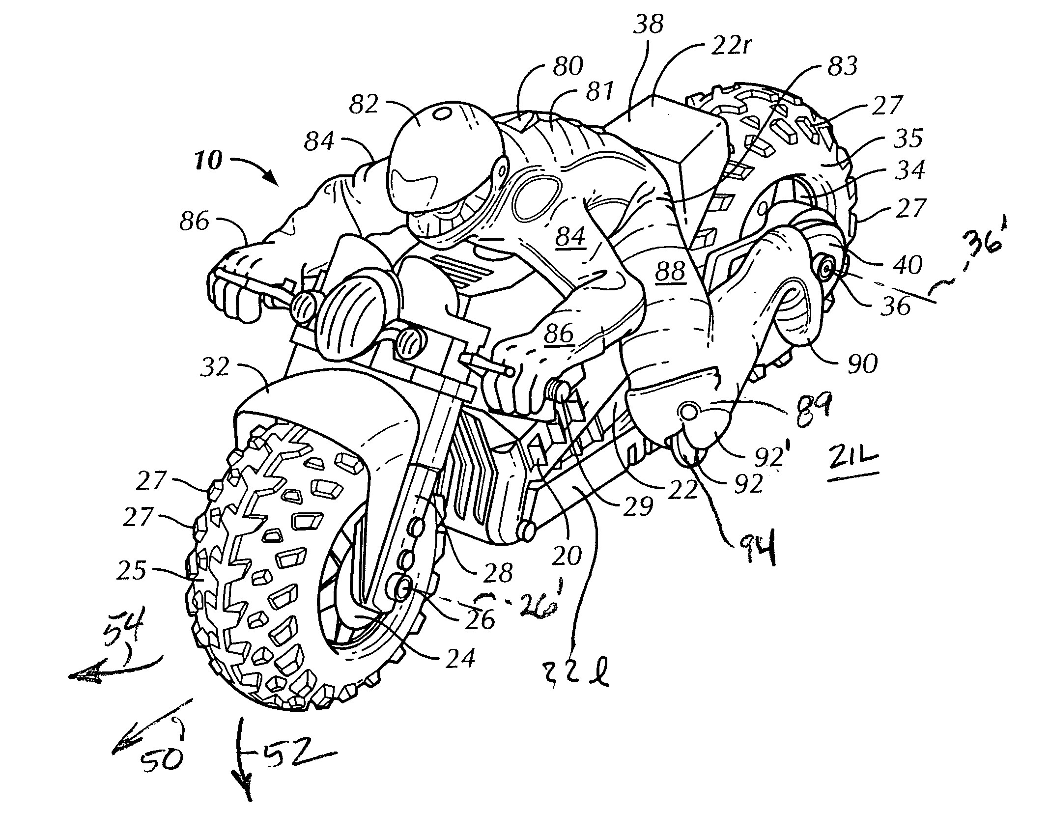 Remote-controlled motorcycle and method of counter-steering