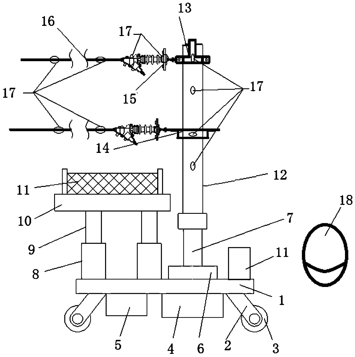 Charged-for-replacement tension rod insulator string training system with VR display function