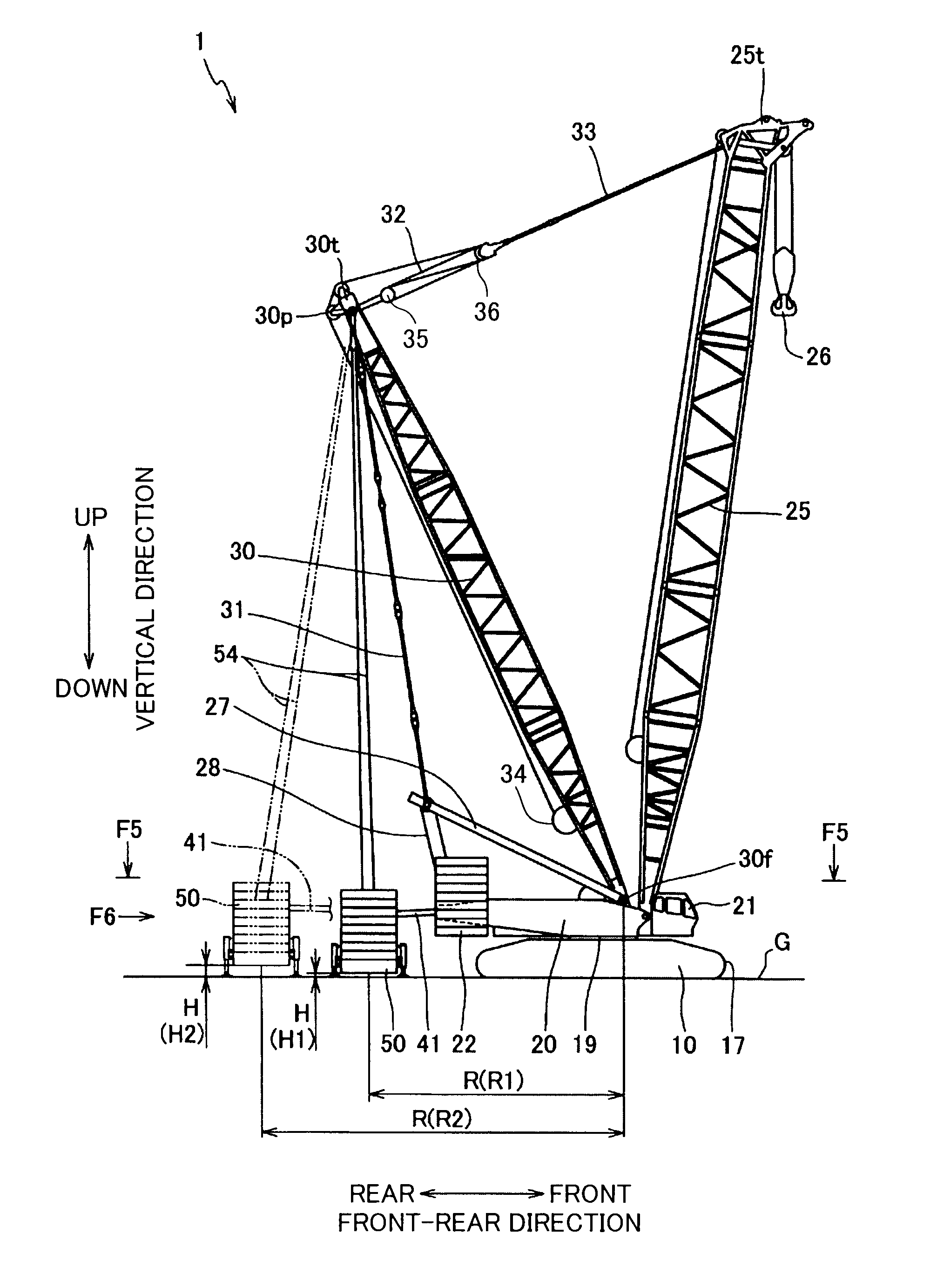 Mobile crane having counterweight