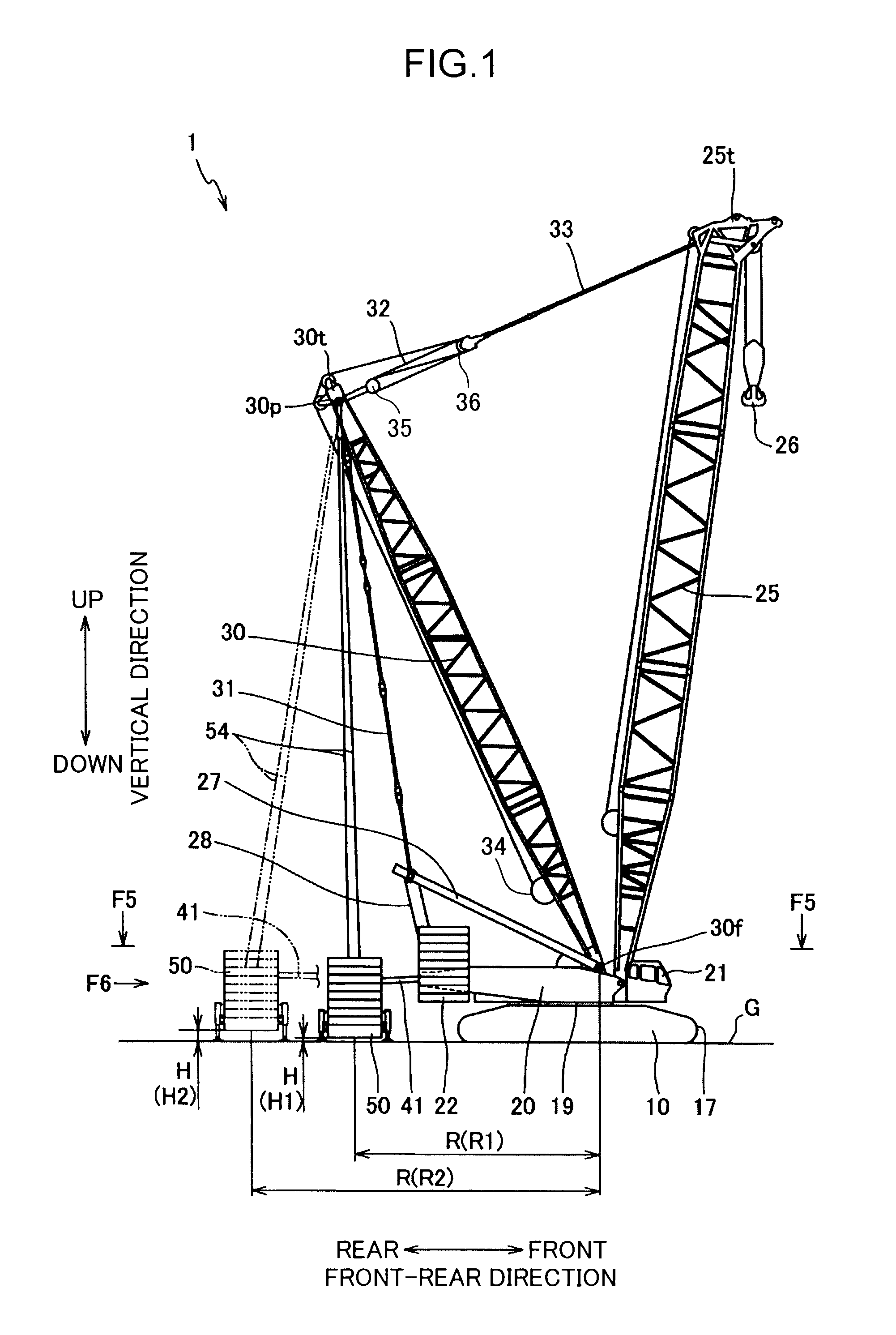 Mobile crane having counterweight