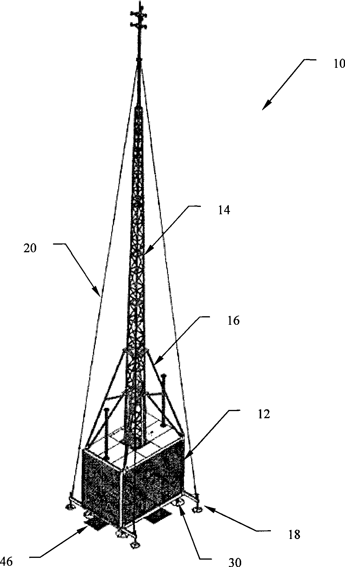 A portable mobile communication tower