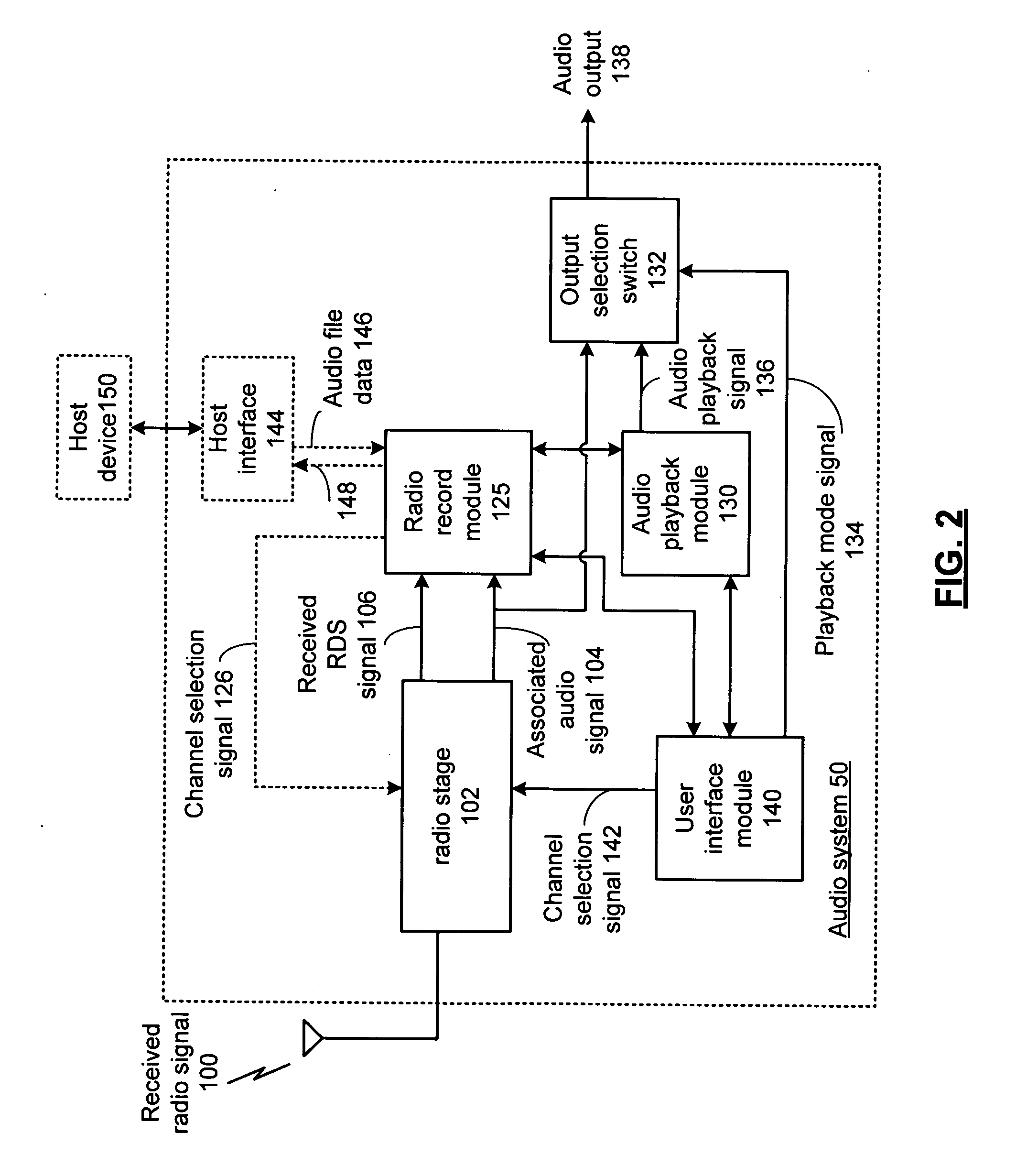 Audio system, radio record module and methods for use therewith