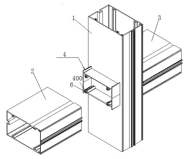 Curtain wall center-pillar beam connection method and connecting device