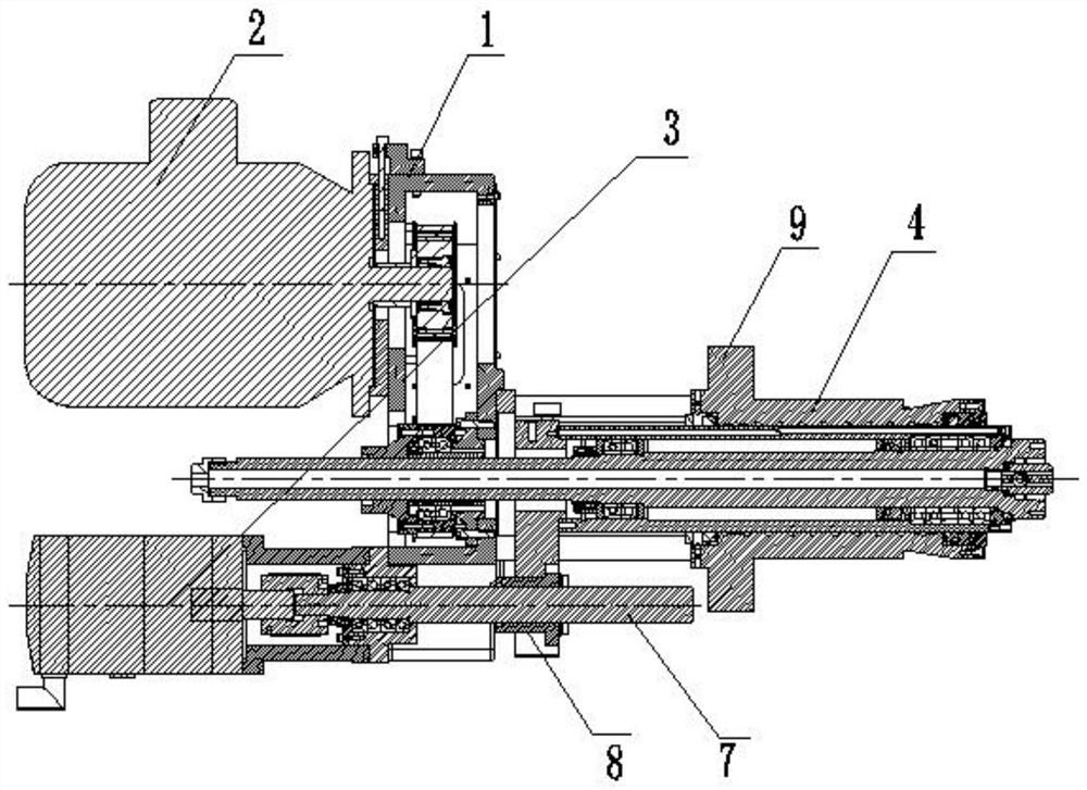 High-precision spline main shaft power head supported by sleeve