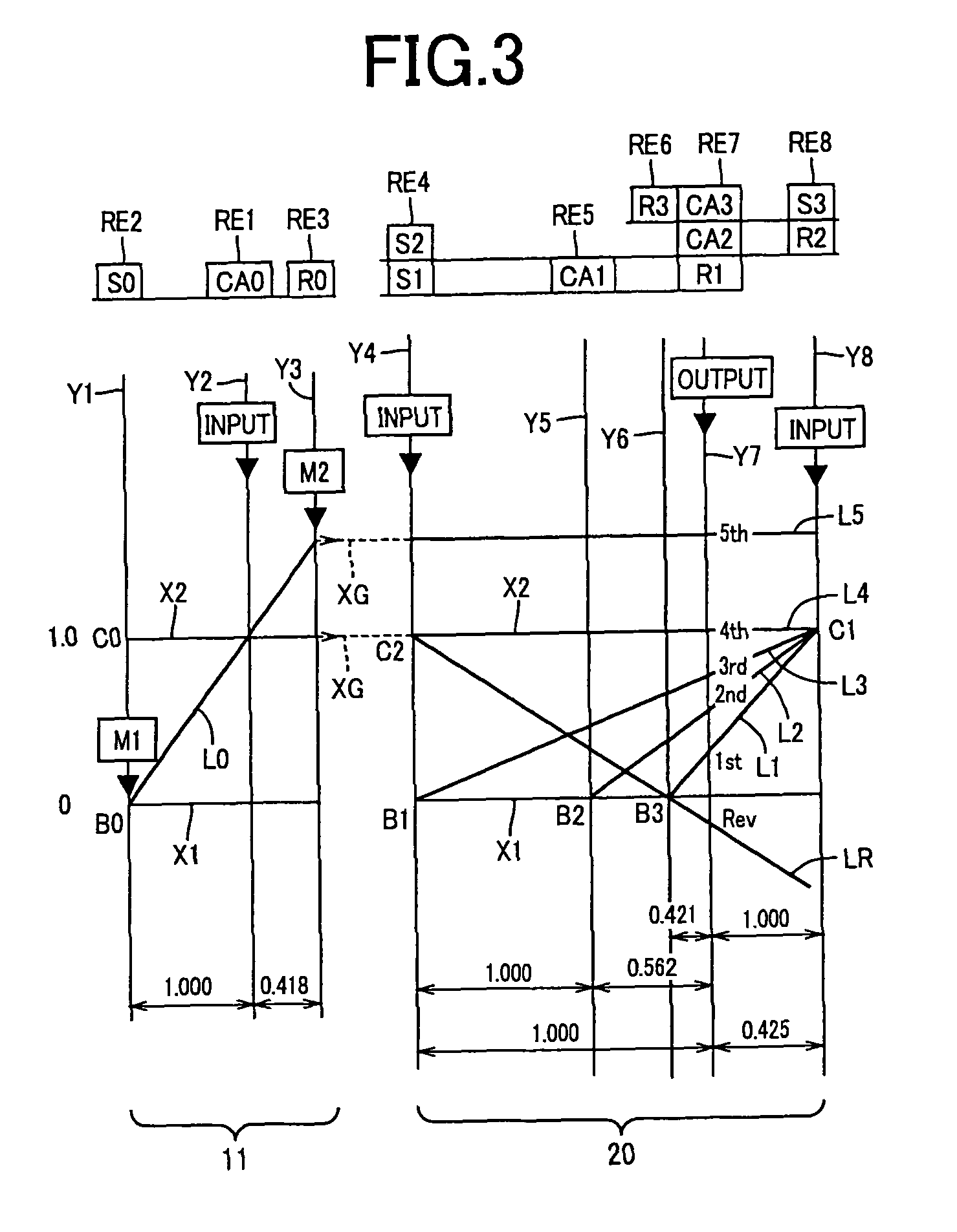 Control device for hybrid vehicle power transmitting apparatus
