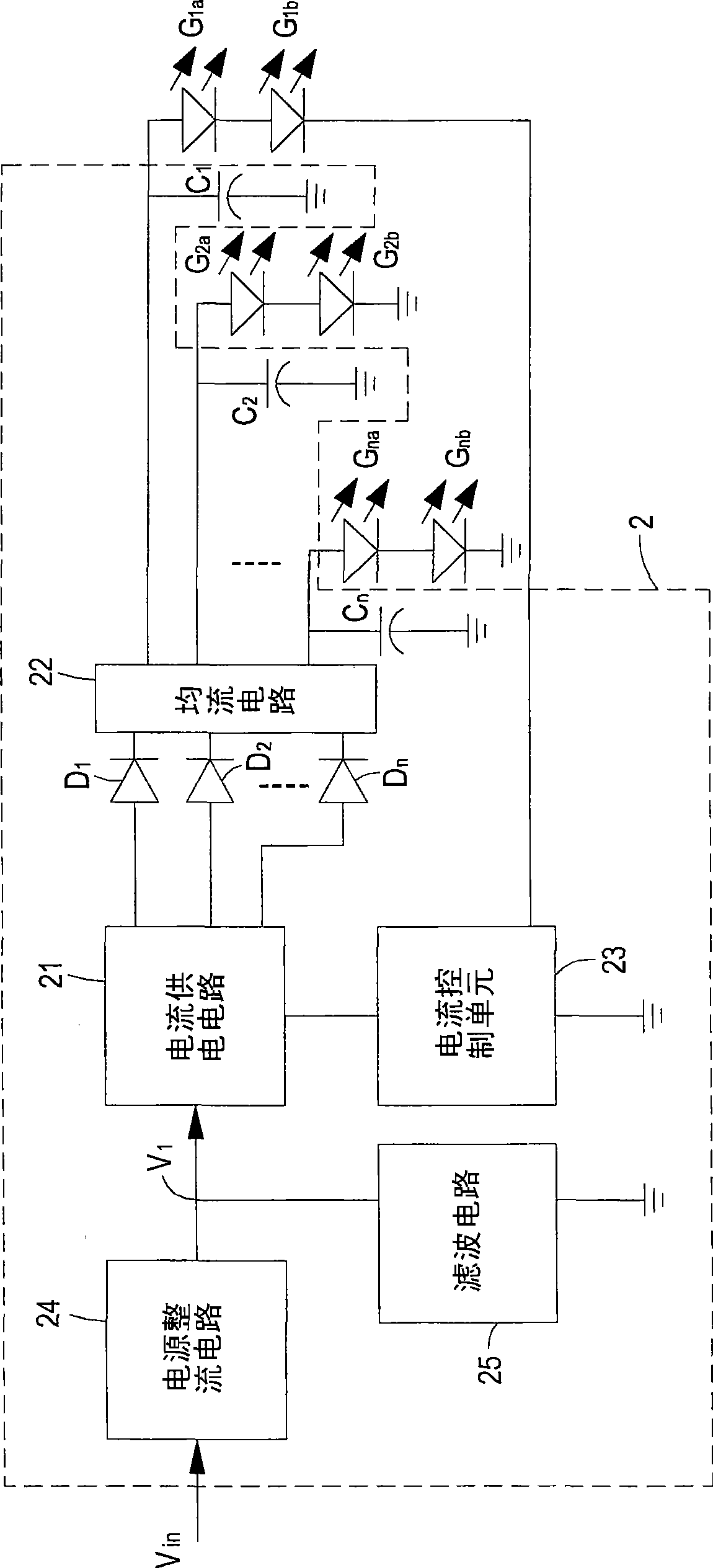 Current balance power supply circuit of multi-group light-emitting diode