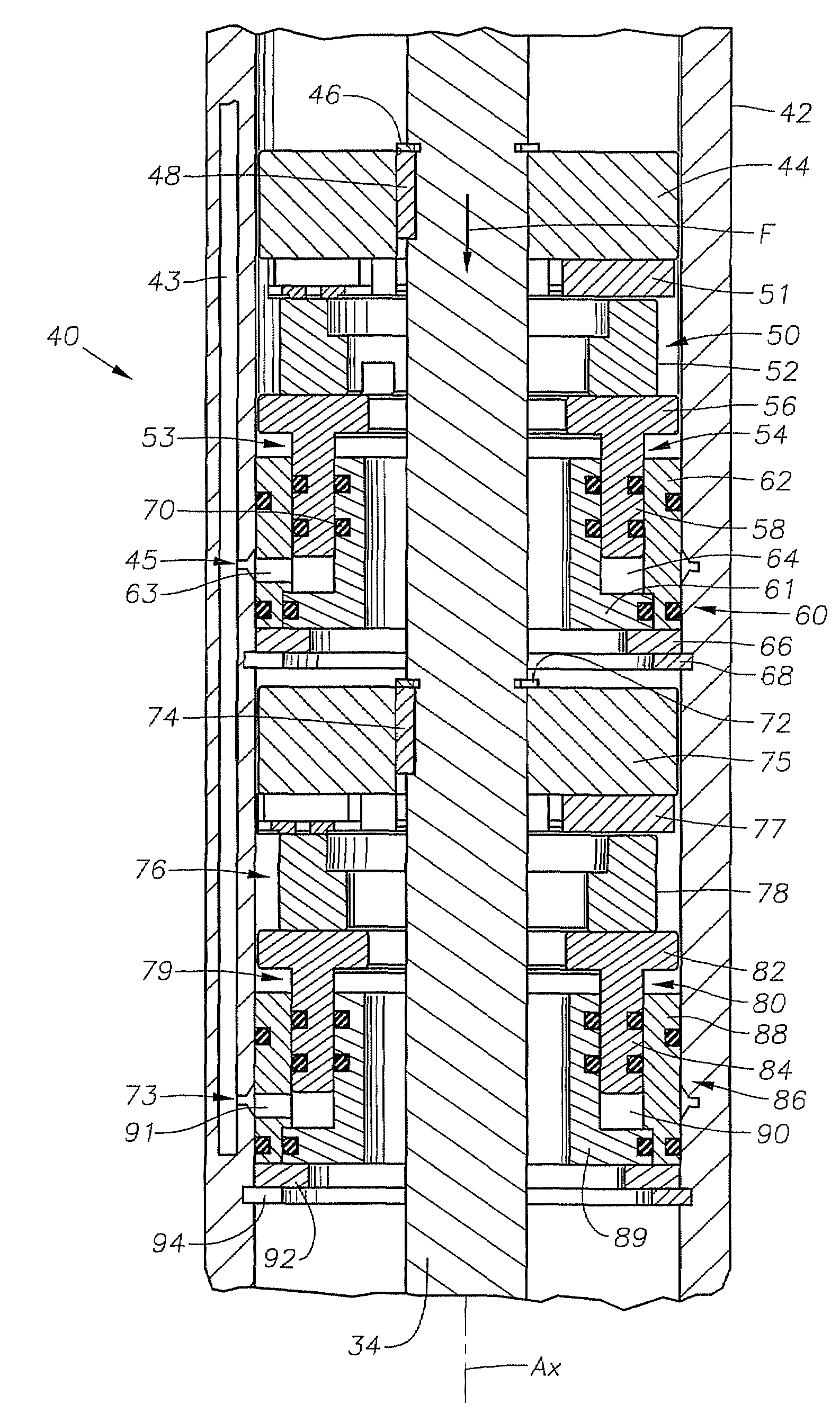 Electrical submersible pump with equally loaded thrust bearings and method of pumping subterranean fluid