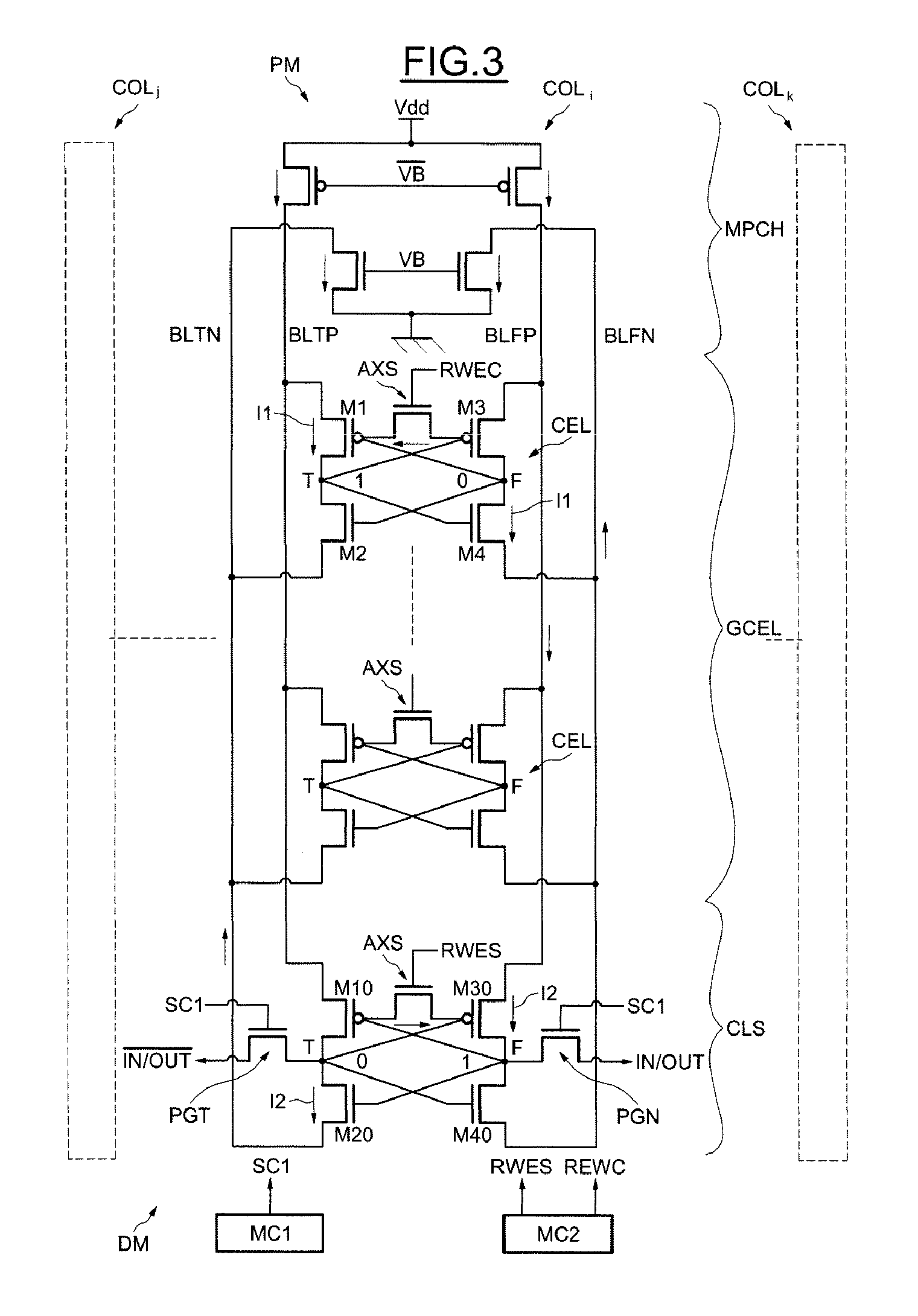 Static Memory Device with Five Transistors and Operating Method
