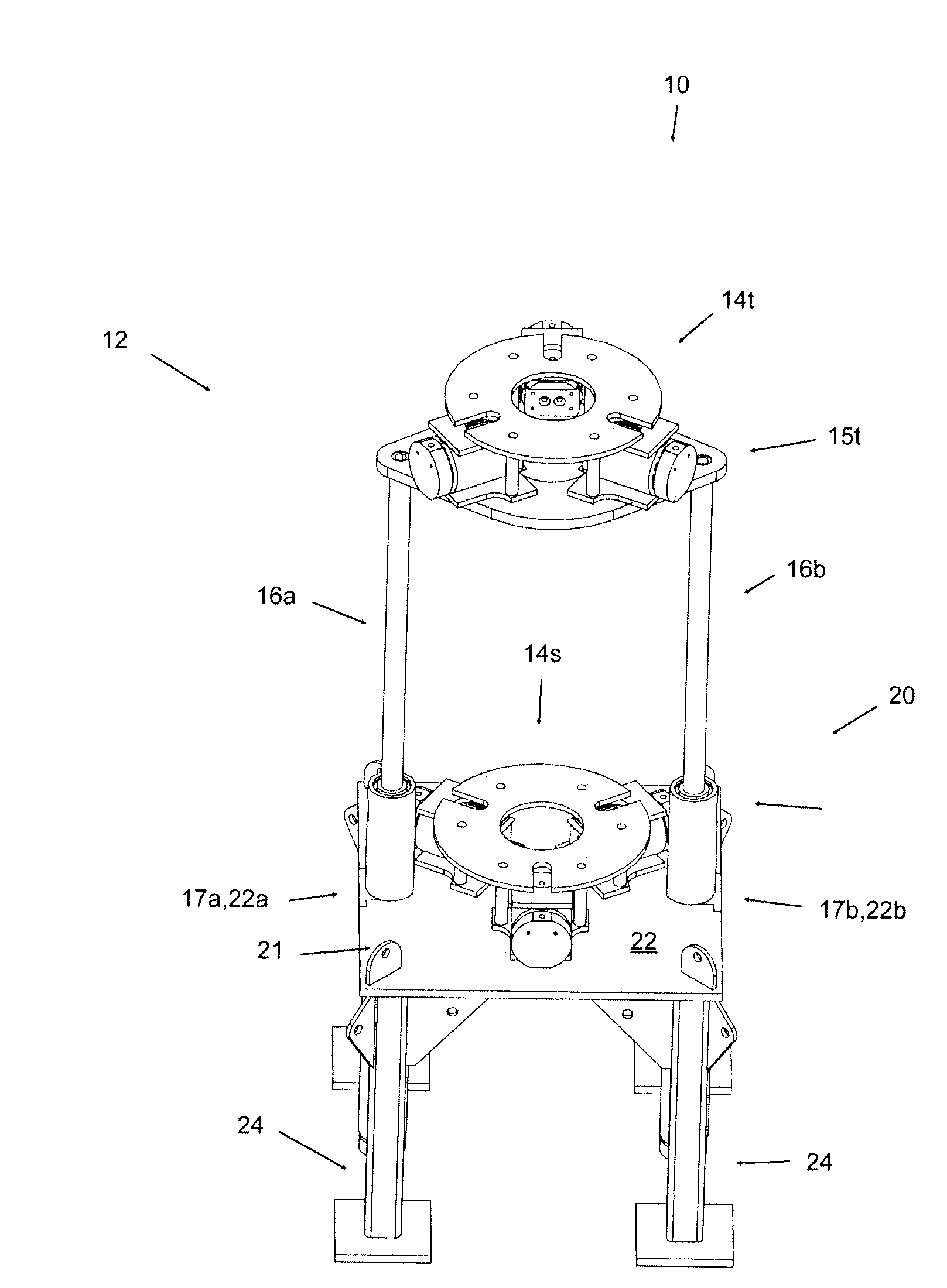 Push / pull system and support structure for snubbing unit or the like on a rig floor