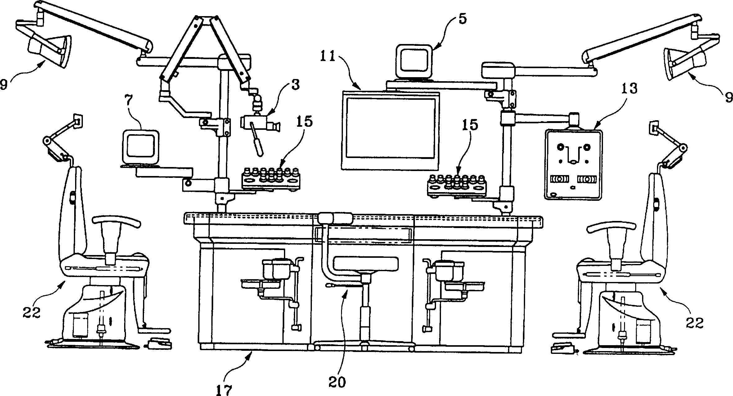 Rotary patient's chair with ear diagnosis and therapy apparatus