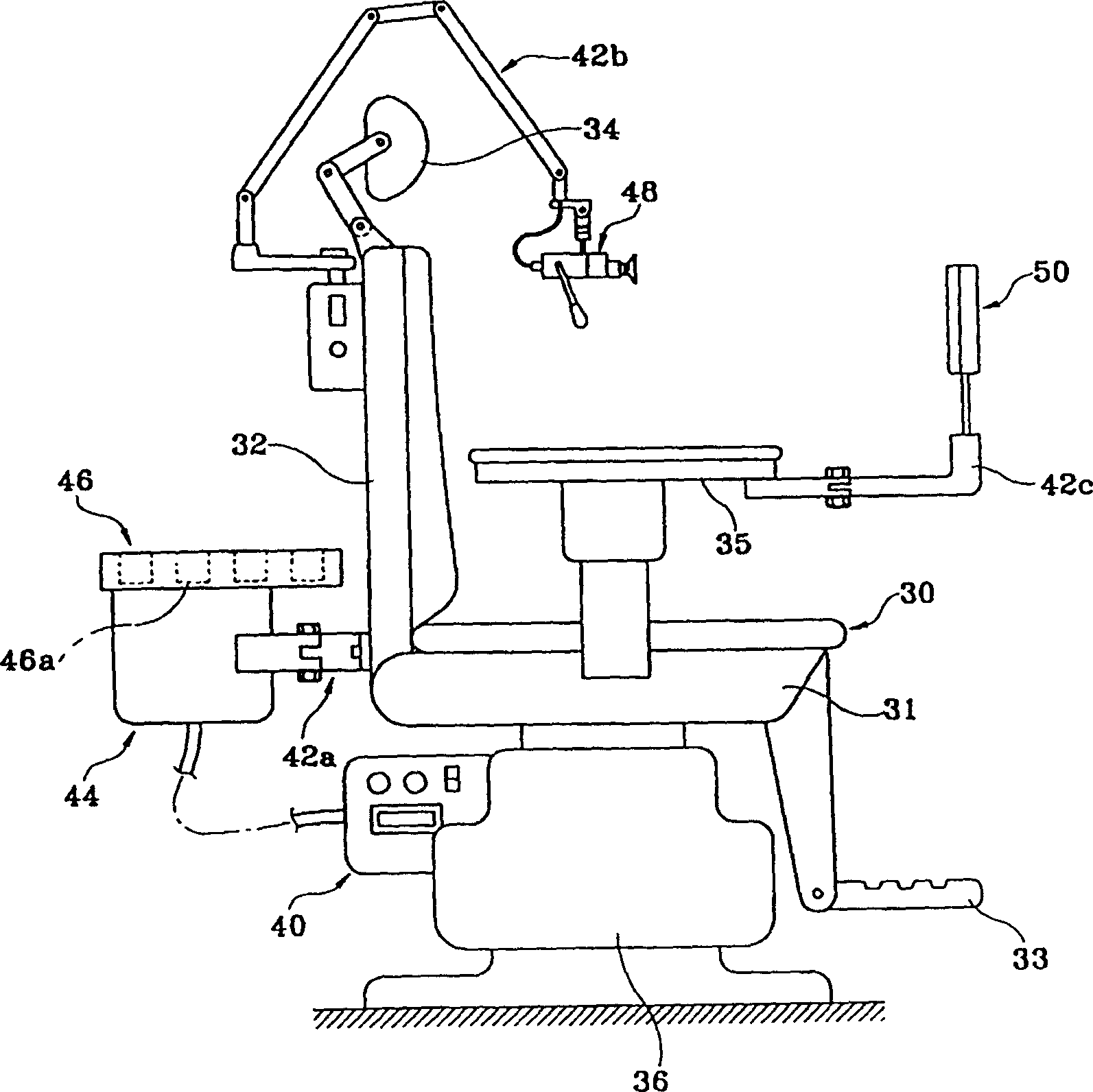 Rotary patient's chair with ear diagnosis and therapy apparatus