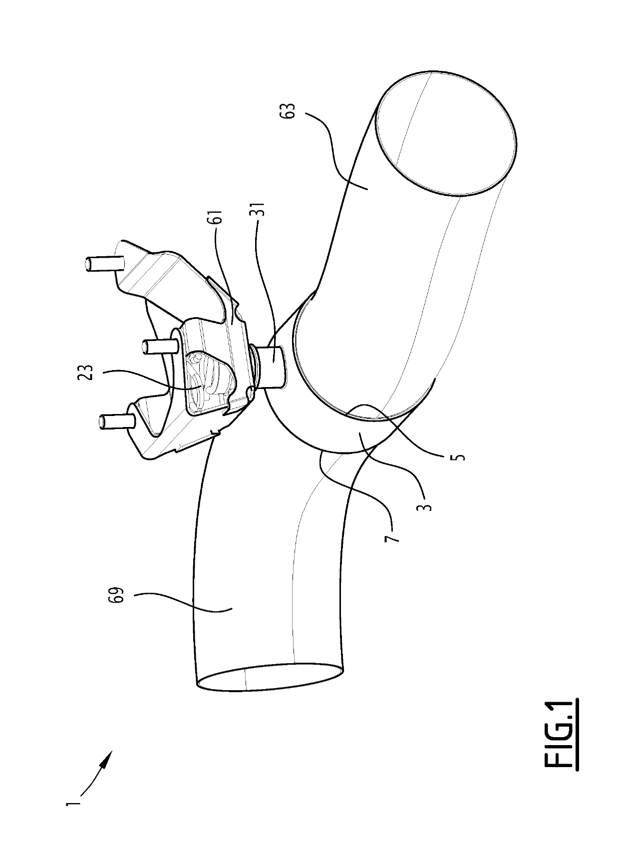 Piloted exhaust line valve and corresponding production method