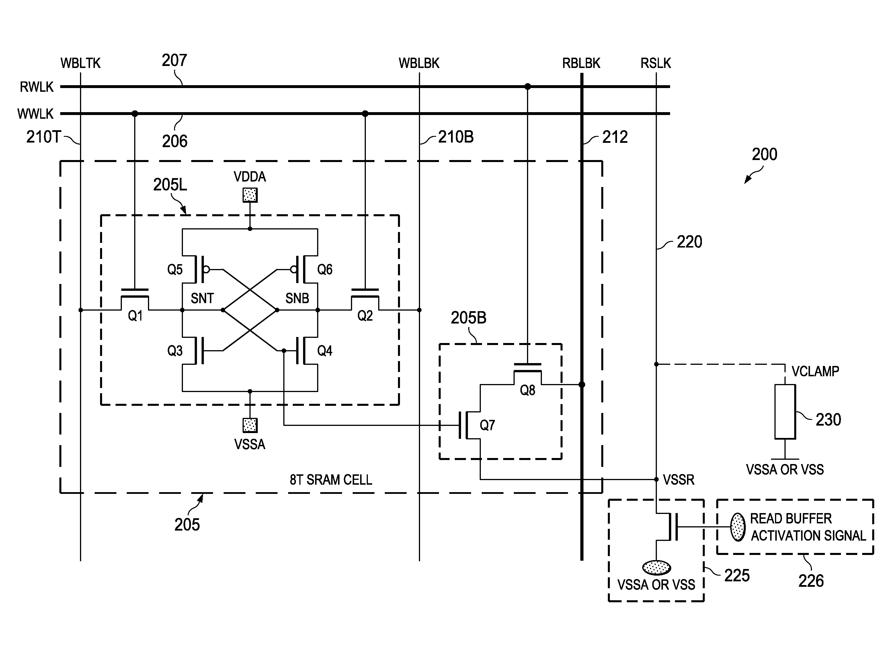 SRAM cell with read buffer controlled for low leakage current