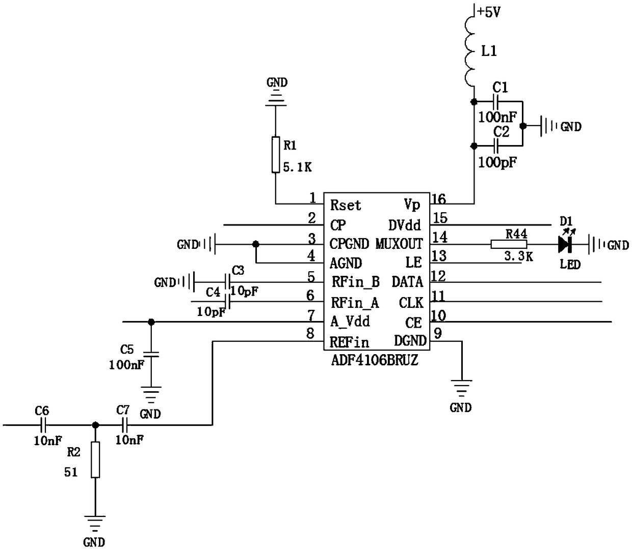 A frequency synthesizer for a miniaturized ODU receiving channel