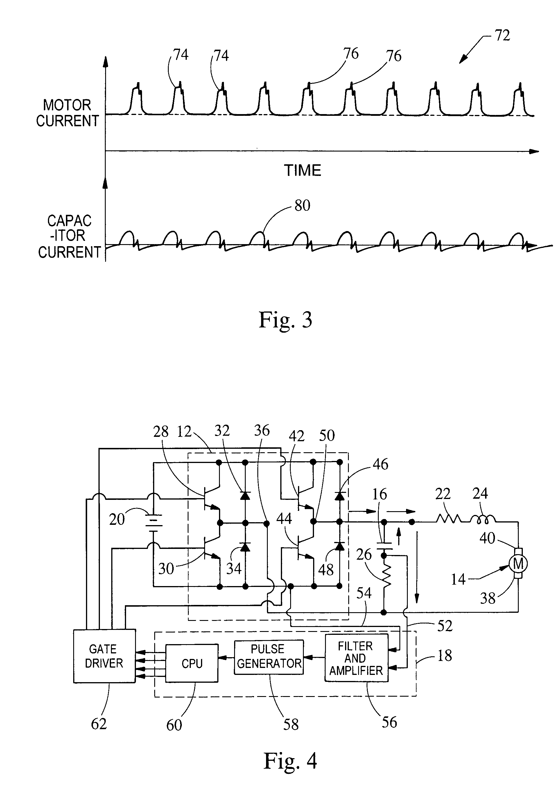 Apparatus for DC motor position detection with capacitive ripple current extraction