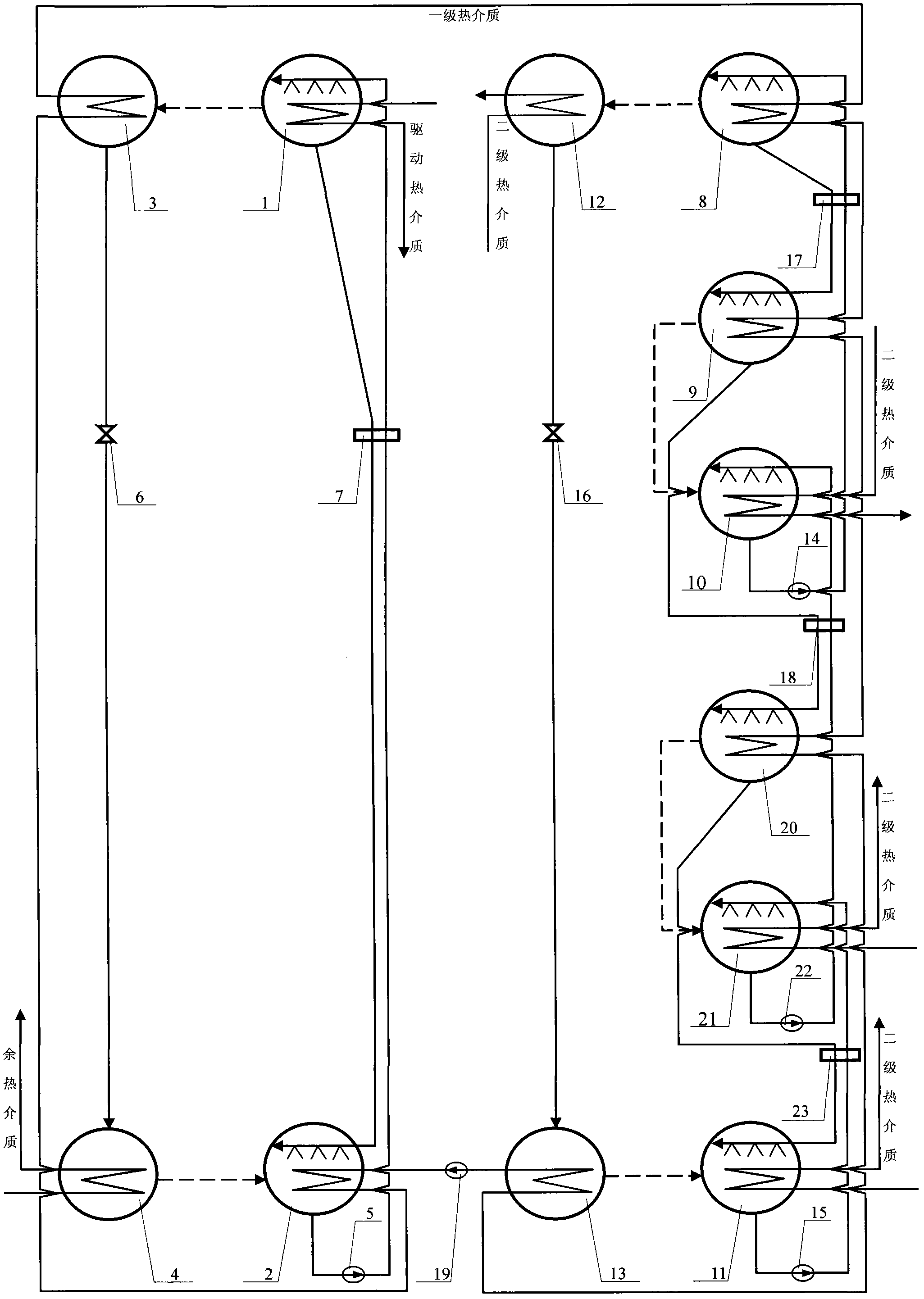 Absorption type grading heat supply system