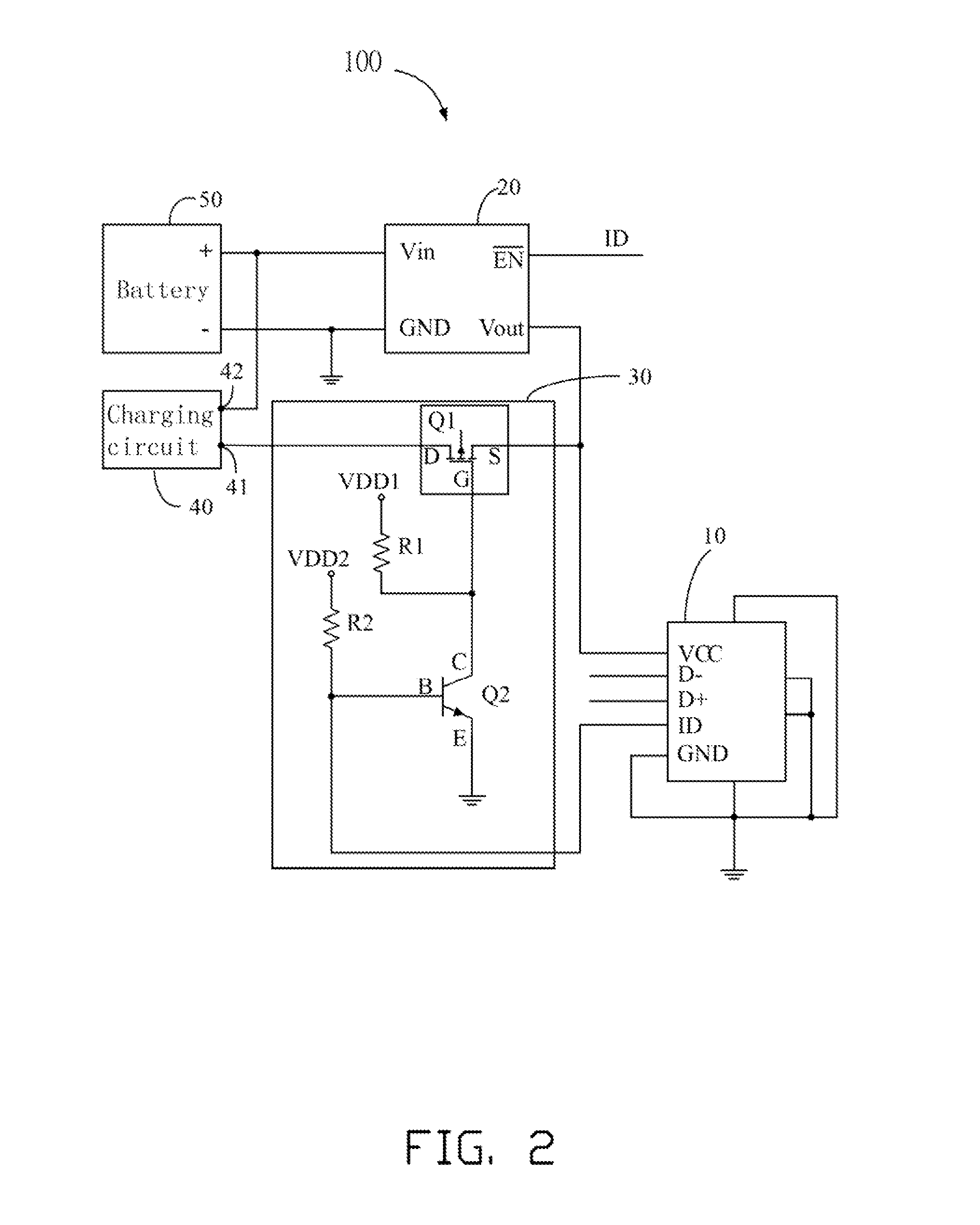 Electronic device with power output function