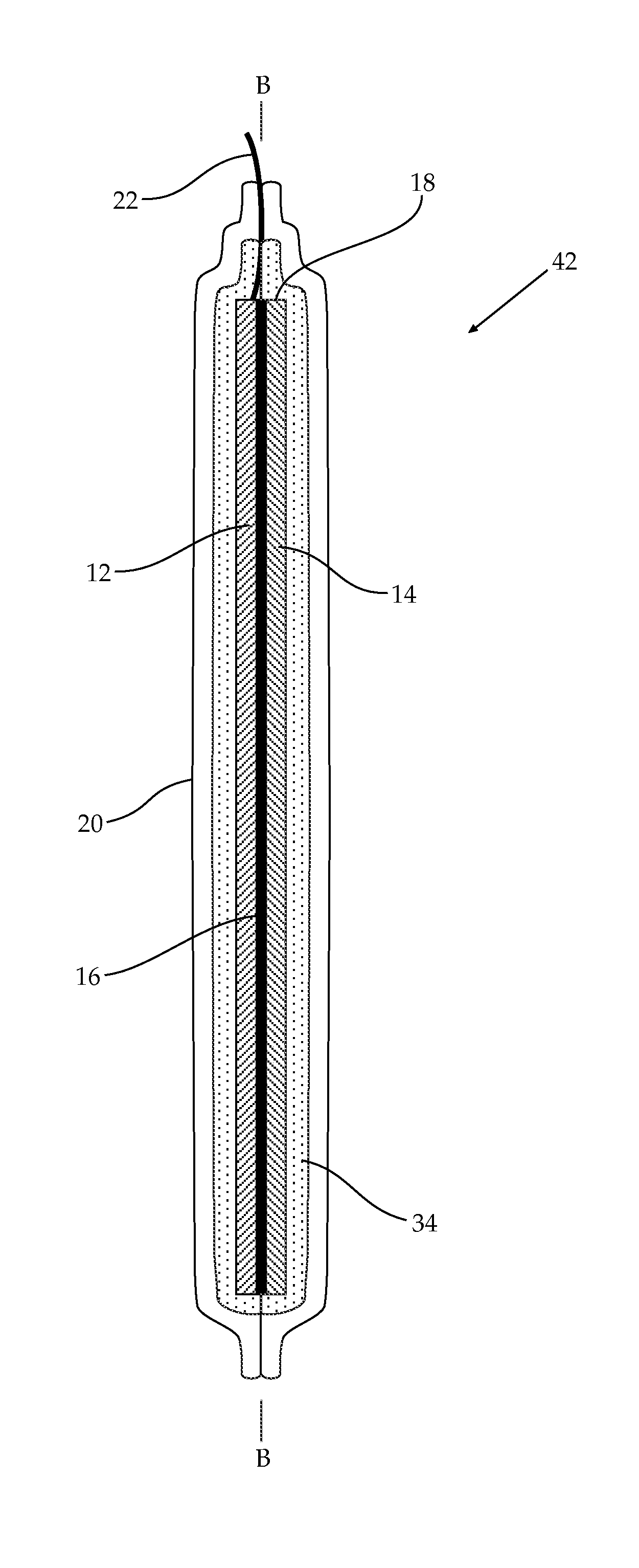 Pouch cell comprising an empty-volume defining component