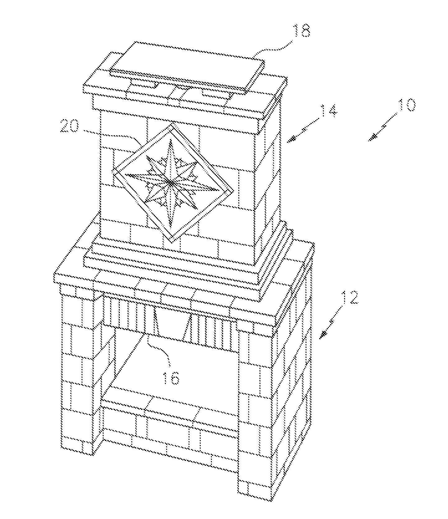 Prefabricated structure for use in constructing outdoor fireplaces and the like and method of making same