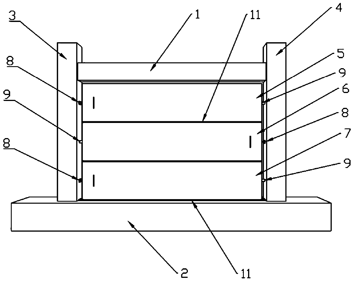 Embedded connecting structure of damping wall structure and construction method thereof