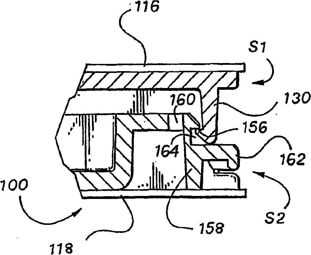 Container with lock and release mechanism