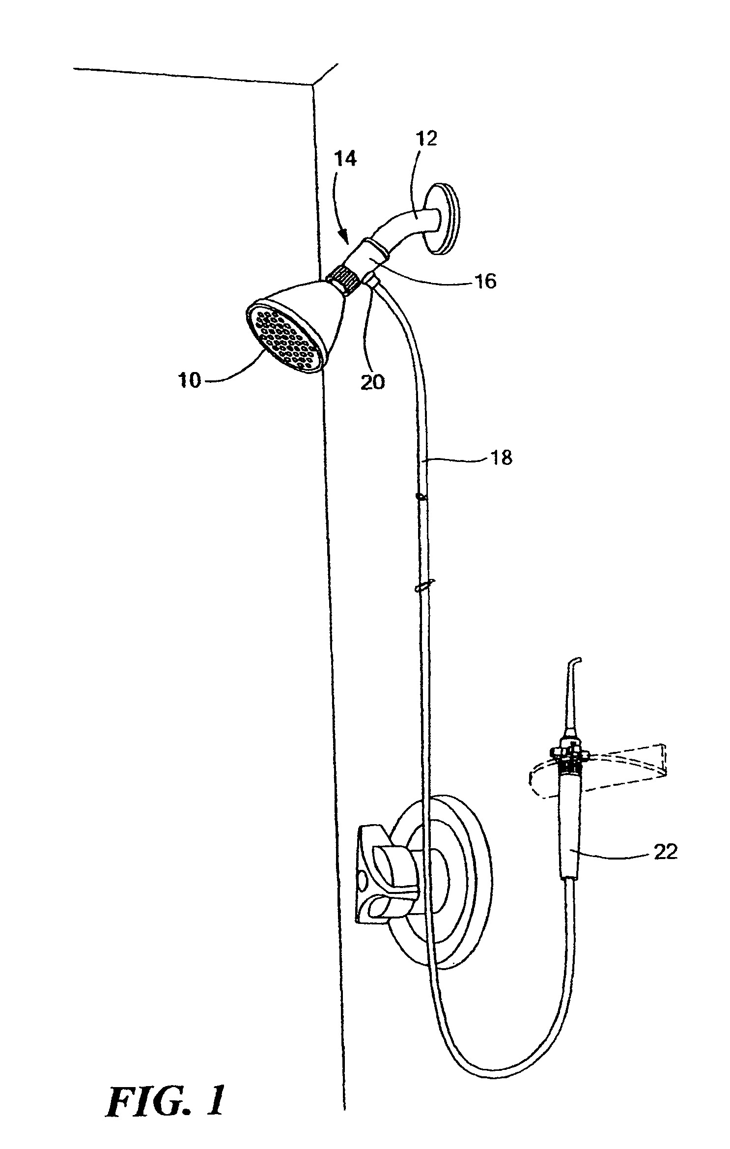 Shower head attachment for mixing liquids used to clean teeth