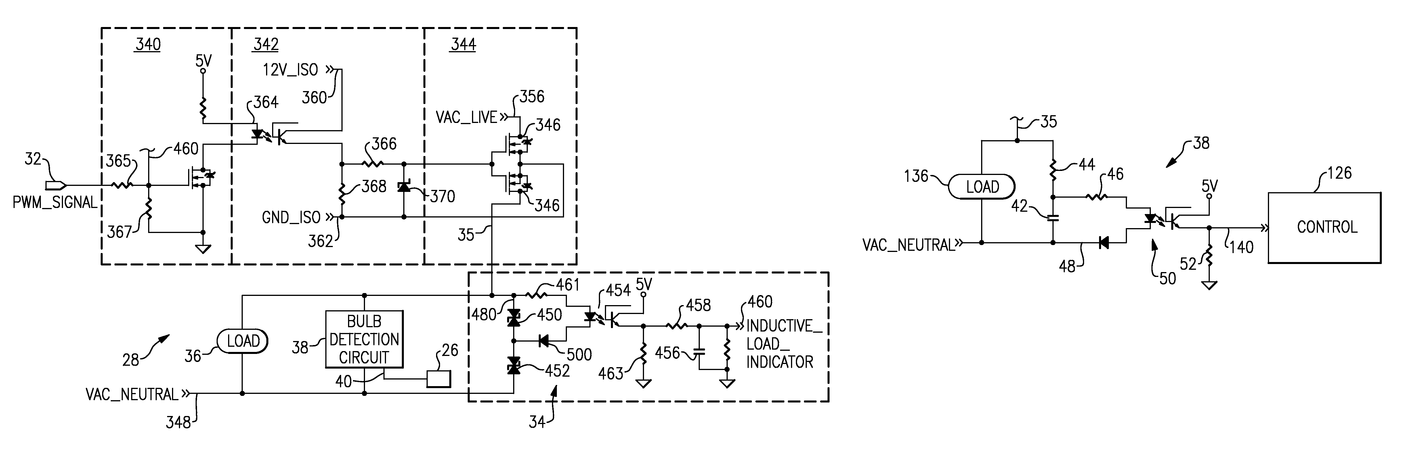 Bulb type detector for dimmer circuit and inventive resistance and short circuit detection